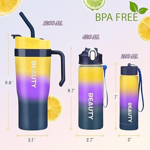 Mini Umbrella with square case ☂️ + 3 pcs Mug and Water Bottle